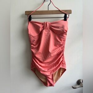 J. Crew Sweetheart Ruched Bandeau One Piece 8 boho coastal preppy resort beach‎